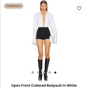 LaQuan Smith Open Front Collared Bodysuit. NWT